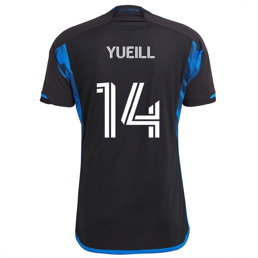 Kids Football Jackson Yueill #14 Blue Black Home Jersey 2024/25 T-Shirt Australia