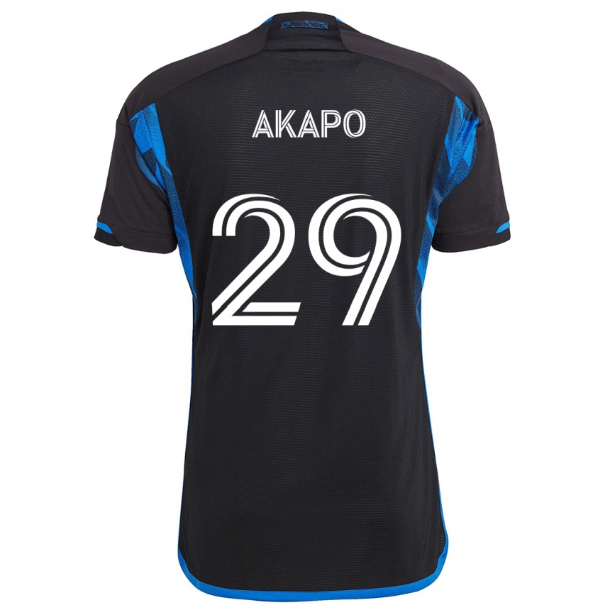 Kids Football Carlos Akapo #29 Blue Black Home Jersey 2024/25 T-Shirt Australia