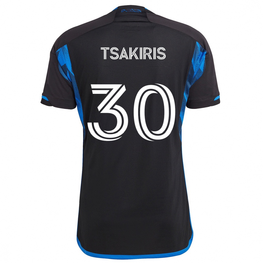 Kids Football Niko Tsakiris #30 Blue Black Home Jersey 2024/25 T-Shirt Australia