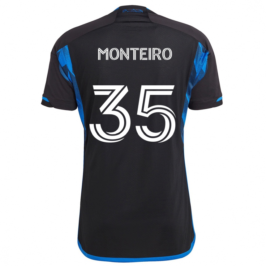 Kids Football Jamiro Monteiro #35 Blue Black Home Jersey 2024/25 T-Shirt Australia