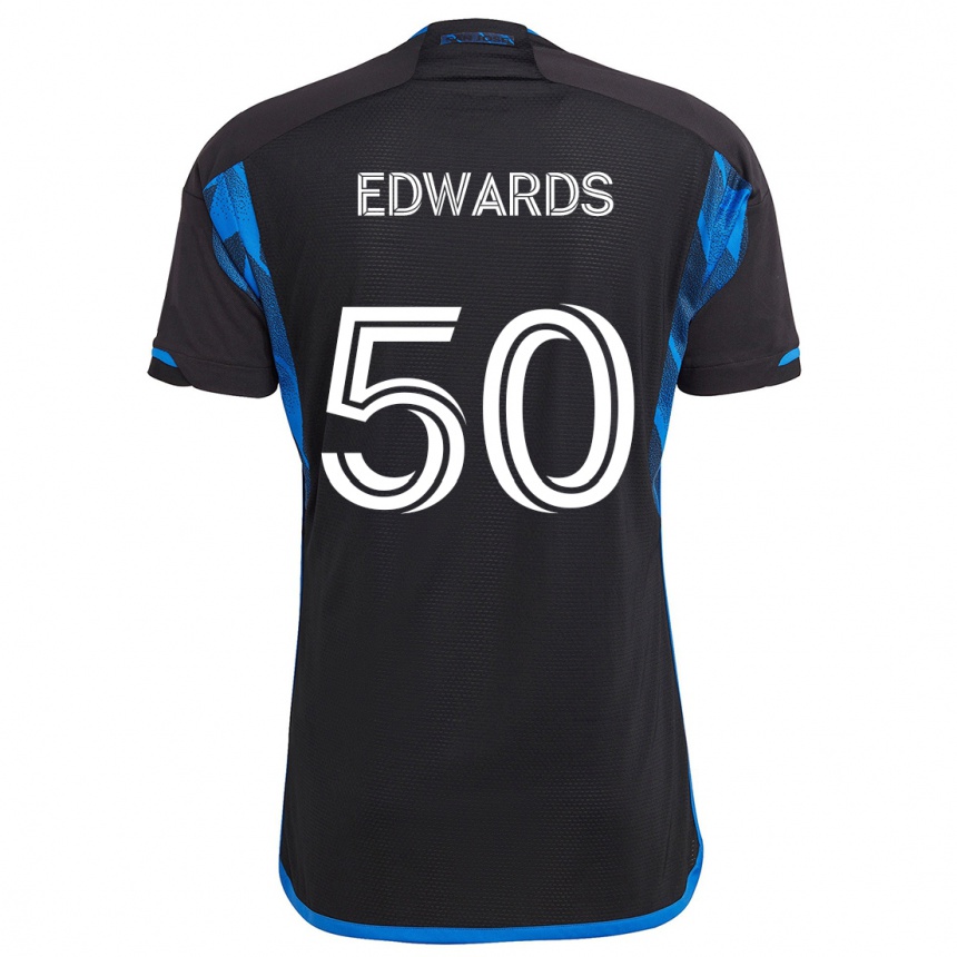 Kids Football Aaron Edwards #50 Blue Black Home Jersey 2024/25 T-Shirt Australia