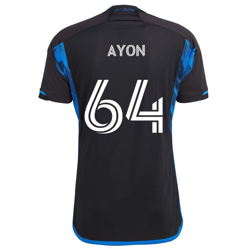 Kids Football Jerry Ayon #64 Blue Black Home Jersey 2024/25 T-Shirt Australia