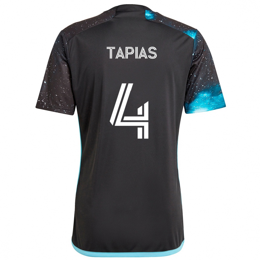 Kids Football Miguel Tapias #4 Black Blue Home Jersey 2024/25 T-Shirt Australia