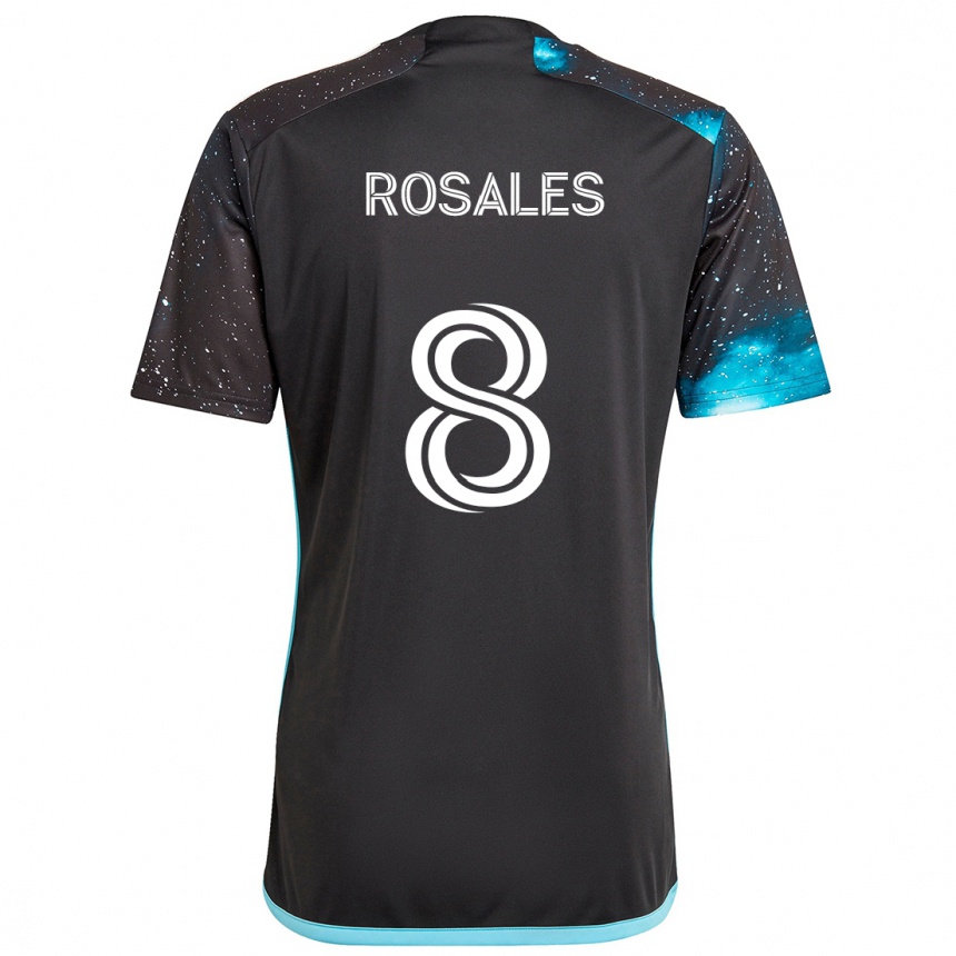 Kids Football Joseph Rosales #8 Black Blue Home Jersey 2024/25 T-Shirt Australia