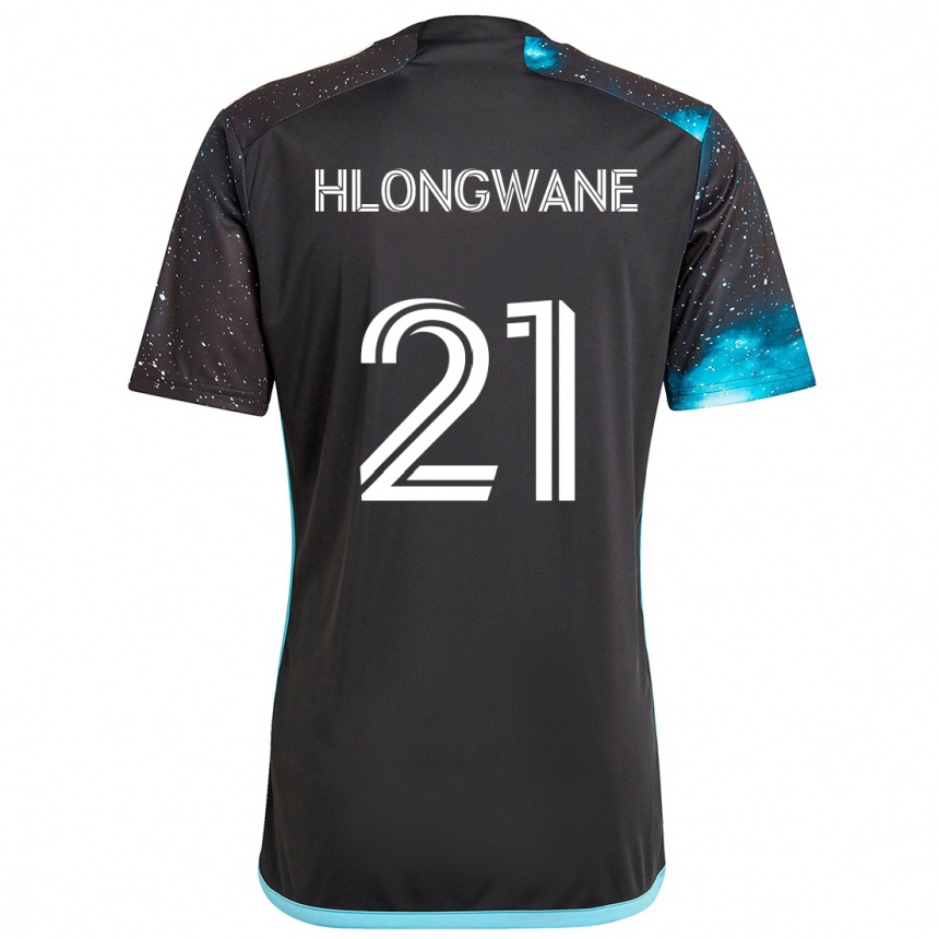 Kids Football Bongokuhle Hlongwane #21 Black Blue Home Jersey 2024/25 T-Shirt Australia