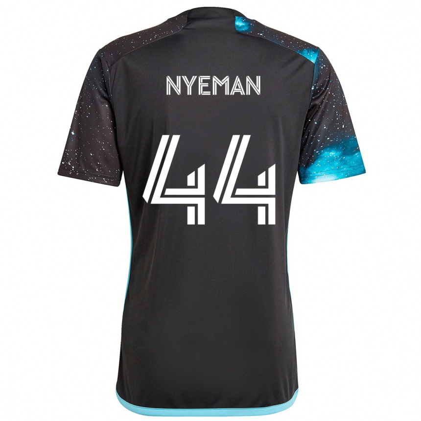 Kids Football Moses Nyeman #44 Black Blue Home Jersey 2024/25 T-Shirt Australia