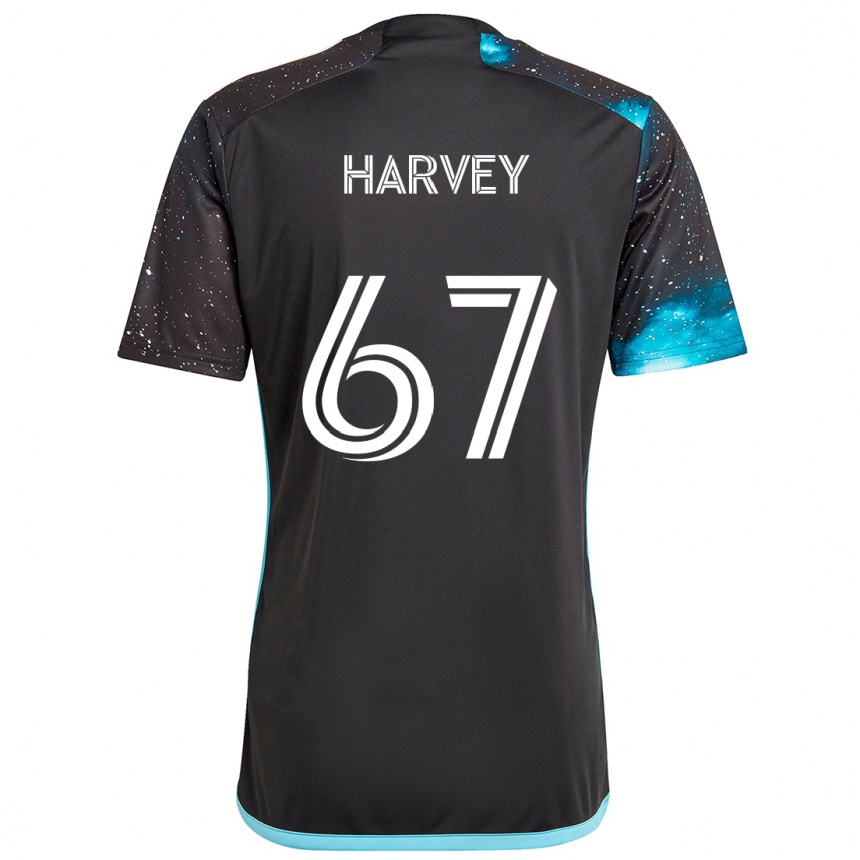 Kids Football Carlos Harvey #67 Black Blue Home Jersey 2024/25 T-Shirt Australia