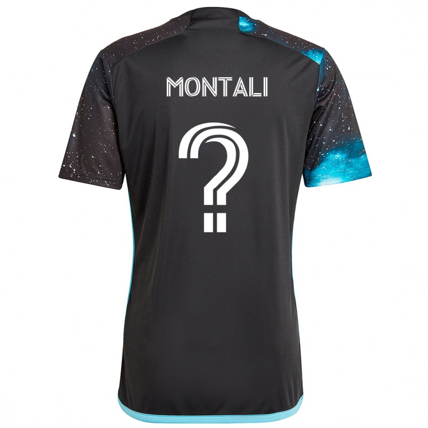 Kids Football Francesco Montali #0 Black Blue Home Jersey 2024/25 T-Shirt Australia