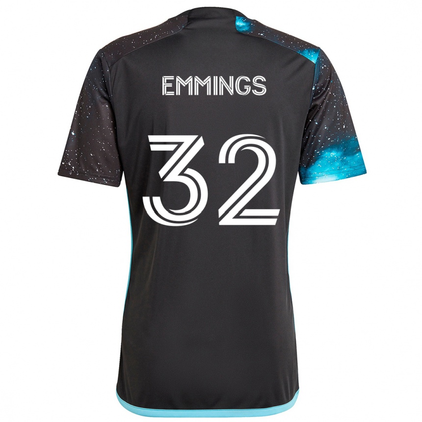 Kids Football Fred Emmings #32 Black Blue Home Jersey 2024/25 T-Shirt Australia