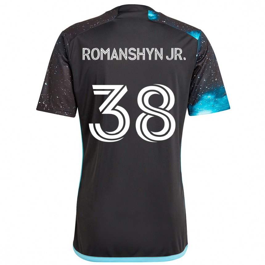 Kids Football Kage Romanshyn Jr. #38 Black Blue Home Jersey 2024/25 T-Shirt Australia