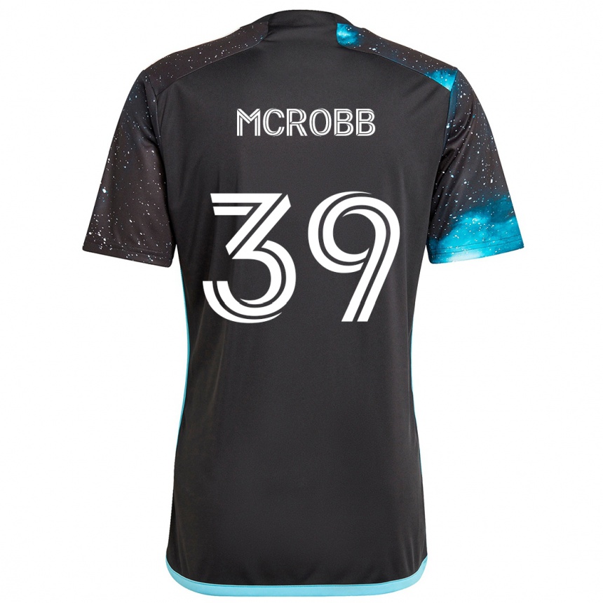 Kids Football Finn Mcrobb #39 Black Blue Home Jersey 2024/25 T-Shirt Australia