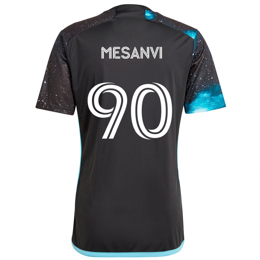 Kids Football Loïc Mesanvi #90 Black Blue Home Jersey 2024/25 T-Shirt Australia