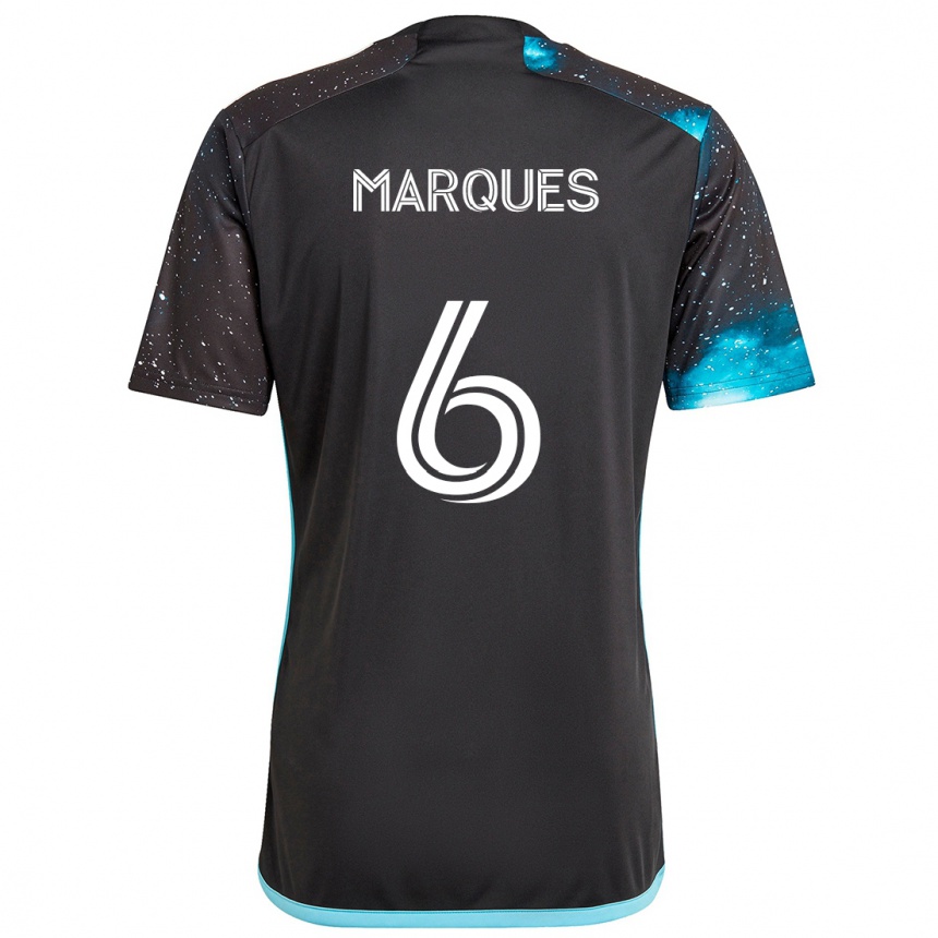 Kids Football Mikael Marqués #6 Black Blue Home Jersey 2024/25 T-Shirt Australia