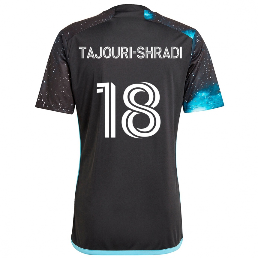 Kids Football Ismael Tajouri-Shradi #18 Black Blue Home Jersey 2024/25 T-Shirt Australia