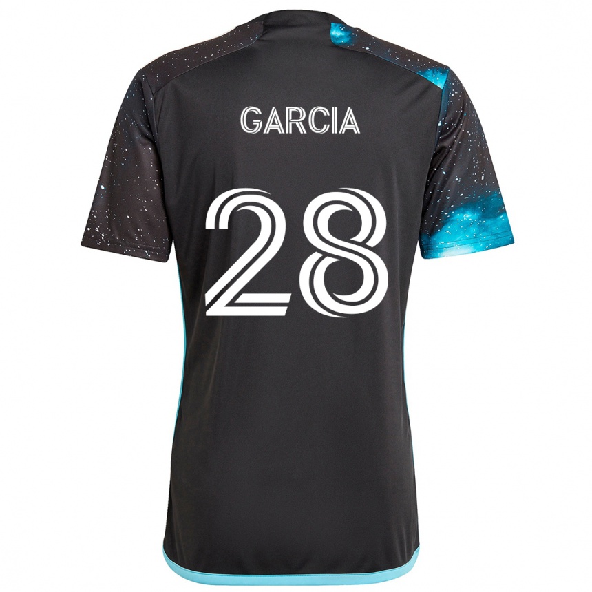 Kids Football Mender García #28 Black Blue Home Jersey 2024/25 T-Shirt Australia