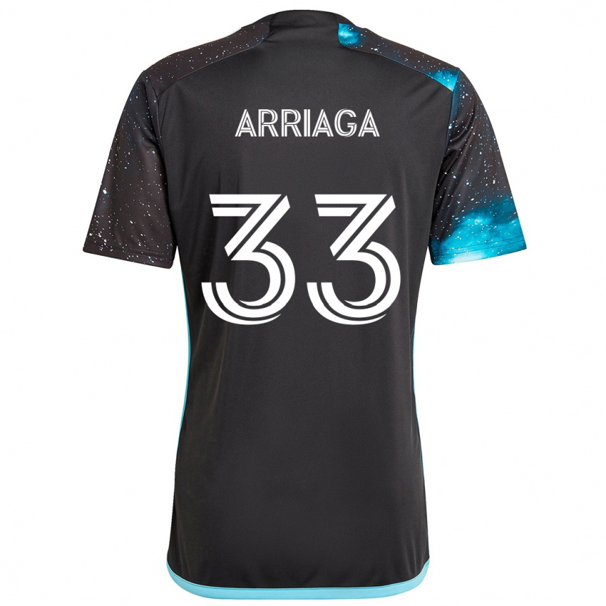 Kids Football Kervin Arriaga #33 Black Blue Home Jersey 2024/25 T-Shirt Australia