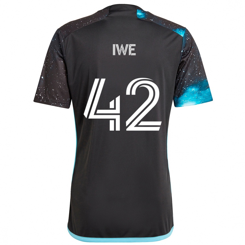 Kids Football Emmanuel Iwe #42 Black Blue Home Jersey 2024/25 T-Shirt Australia