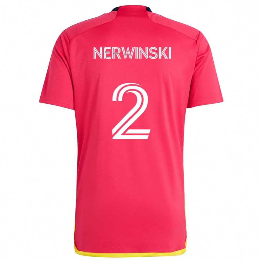 Kids Football Jake Nerwinski #2 Red Blue Home Jersey 2024/25 T-Shirt Australia