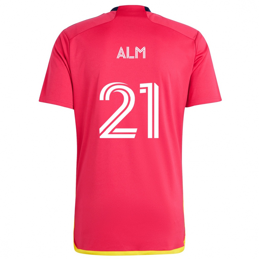 Kids Football Rasmus Alm #21 Red Blue Home Jersey 2024/25 T-Shirt Australia