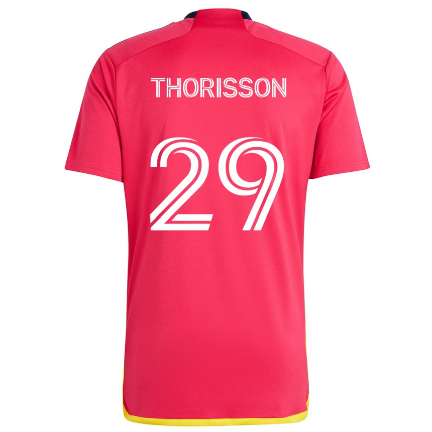 Kids Football Nökkvi Thórisson #29 Red Blue Home Jersey 2024/25 T-Shirt Australia