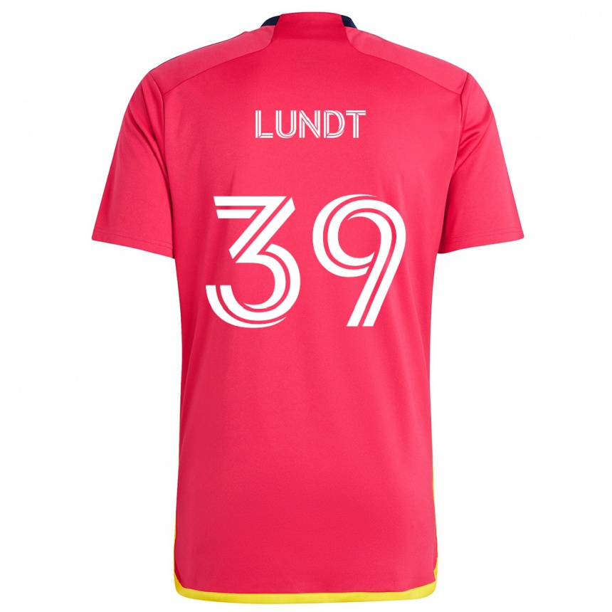 Kids Football Ben Lundt #39 Red Blue Home Jersey 2024/25 T-Shirt Australia