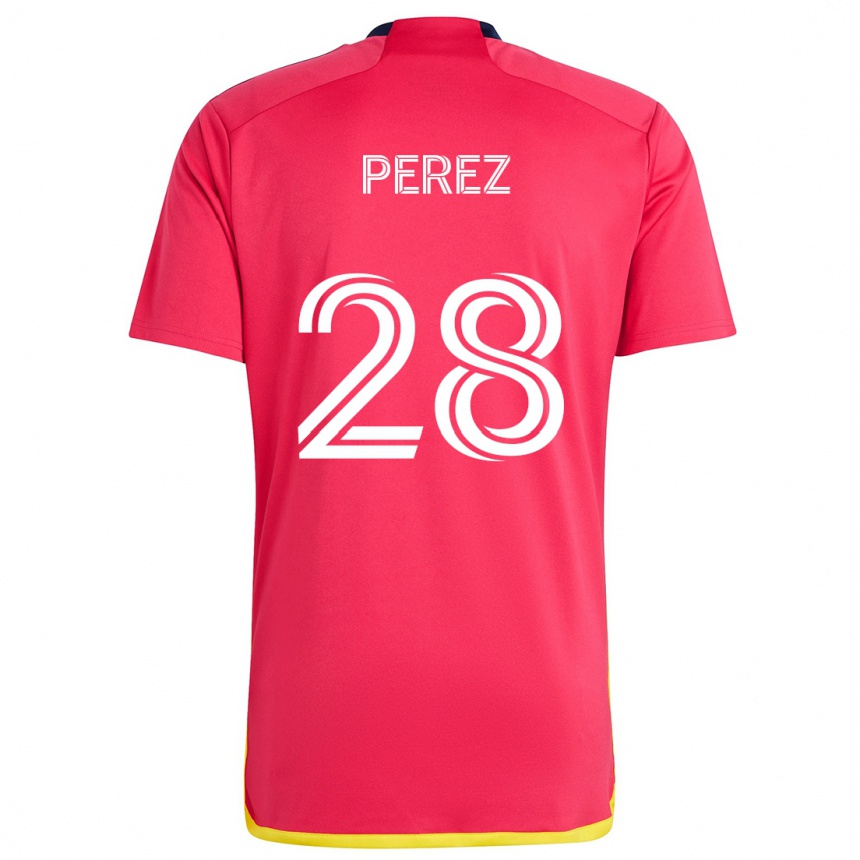 Kids Football Miguel Perez #28 Red Blue Home Jersey 2024/25 T-Shirt Australia