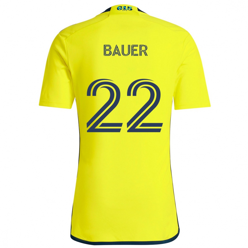 Kids Football Josh Bauer #22 Yellow Blue Home Jersey 2024/25 T-Shirt Australia