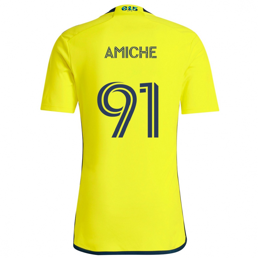 Kids Football Kemy Amiche #91 Yellow Blue Home Jersey 2024/25 T-Shirt Australia