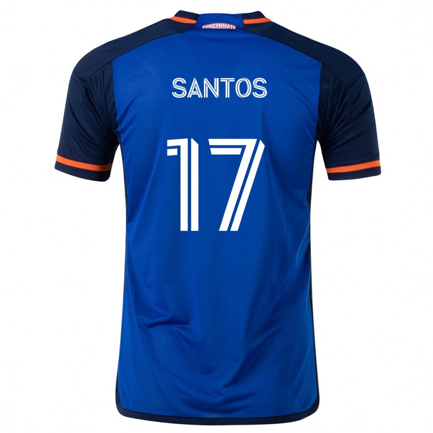 Kids Football Sergio Santos #17 Blue White Home Jersey 2024/25 T-Shirt Australia