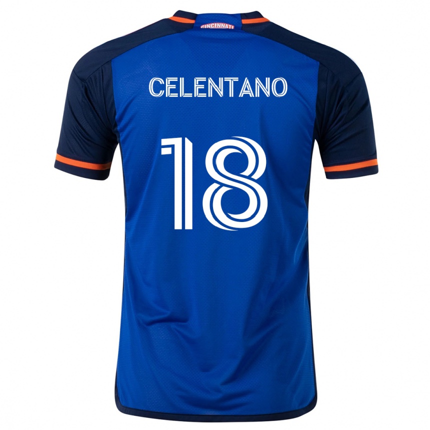 Kids Football Roman Celentano #18 Blue White Home Jersey 2024/25 T-Shirt Australia