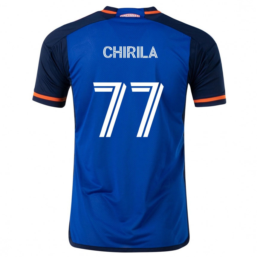 Kids Football Stefan Chirila #77 Blue White Home Jersey 2024/25 T-Shirt Australia