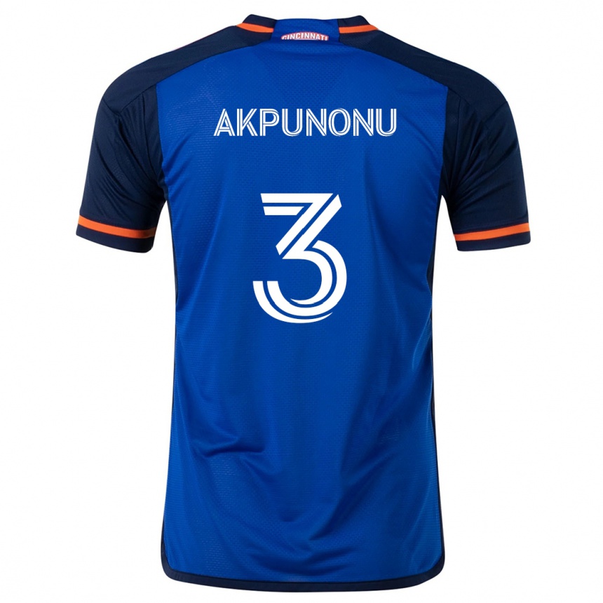 Kids Football Joey Akpunonu #3 Blue White Home Jersey 2024/25 T-Shirt Australia