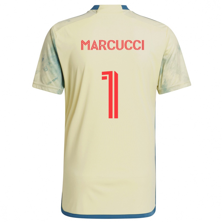 Kids Football Aj Marcucci #1 Yellow Red Blue Home Jersey 2024/25 T-Shirt Australia