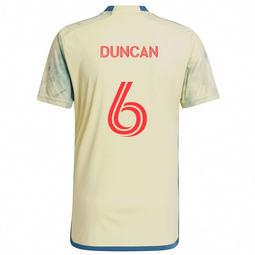 Kids Football Kyle Duncan #6 Yellow Red Blue Home Jersey 2024/25 T-Shirt Australia