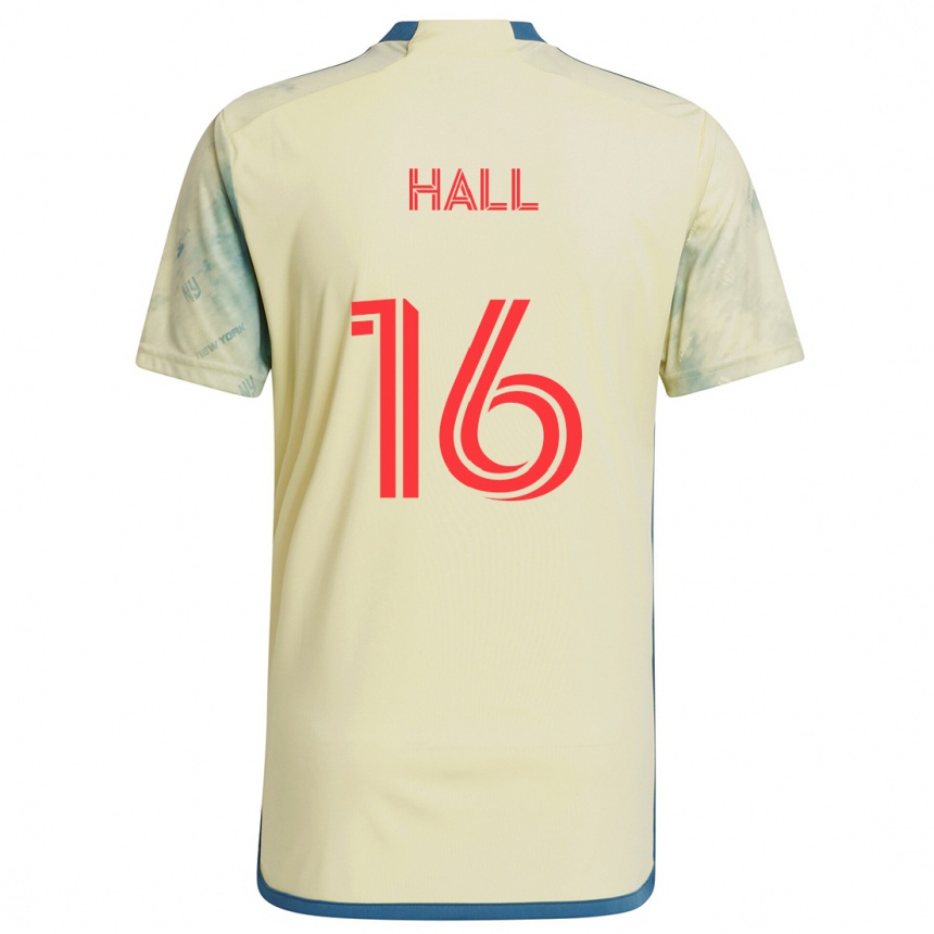 Kids Football Julian Hall #16 Yellow Red Blue Home Jersey 2024/25 T-Shirt Australia