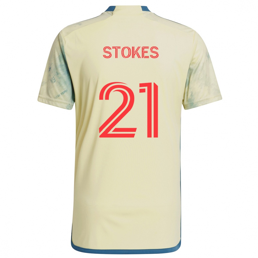 Kids Football Aidan Stokes #21 Yellow Red Blue Home Jersey 2024/25 T-Shirt Australia