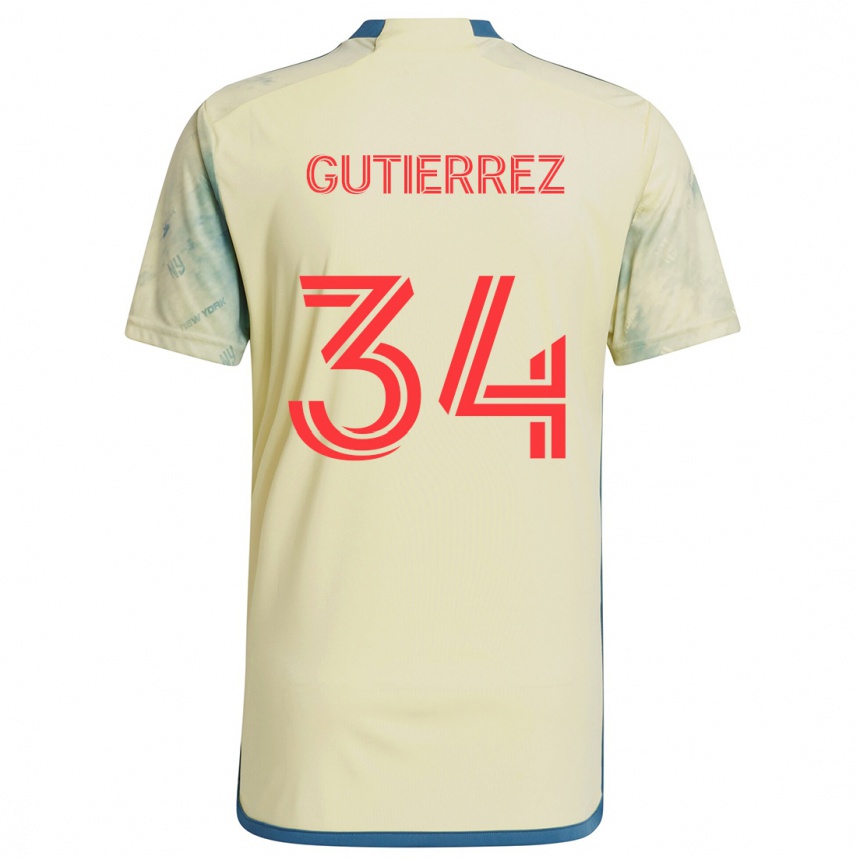 Kids Football Juan Gutierrez #34 Yellow Red Blue Home Jersey 2024/25 T-Shirt Australia