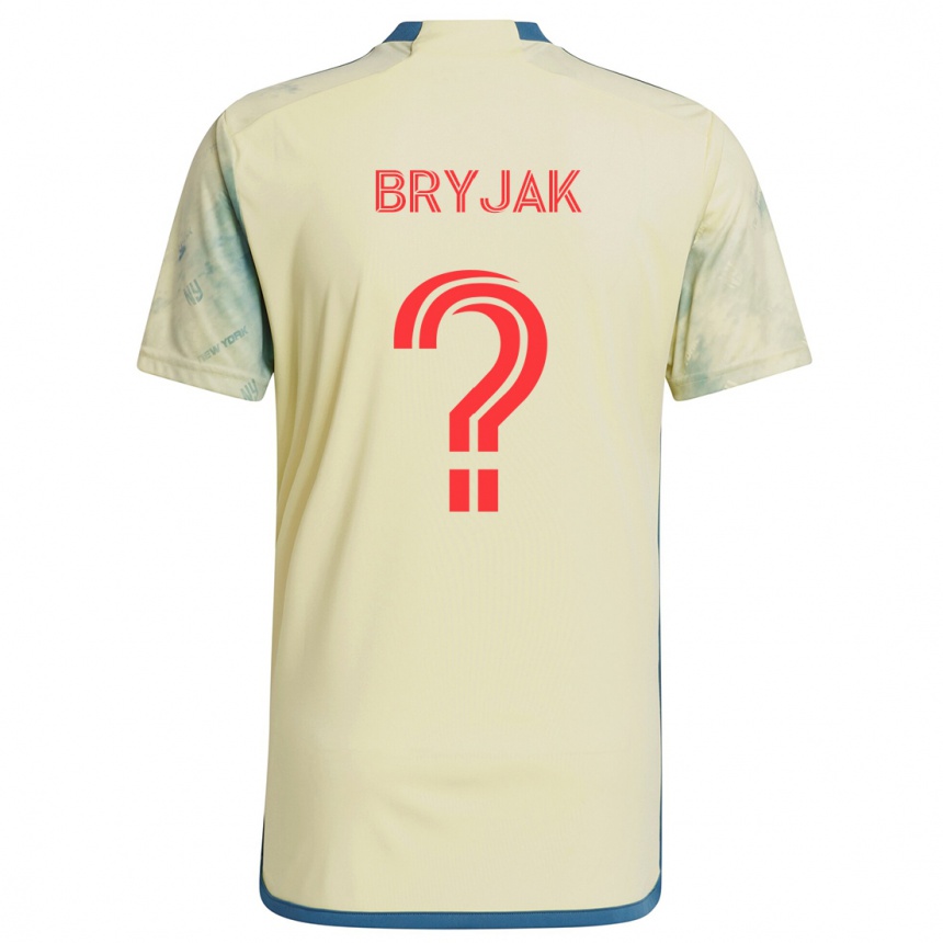 Kids Football Jeffrey Bryjak #0 Yellow Red Blue Home Jersey 2024/25 T-Shirt Australia