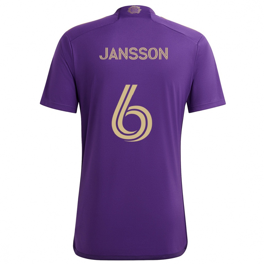 Kids Football Robin Jansson #6 Purple Yellow Home Jersey 2024/25 T-Shirt Australia