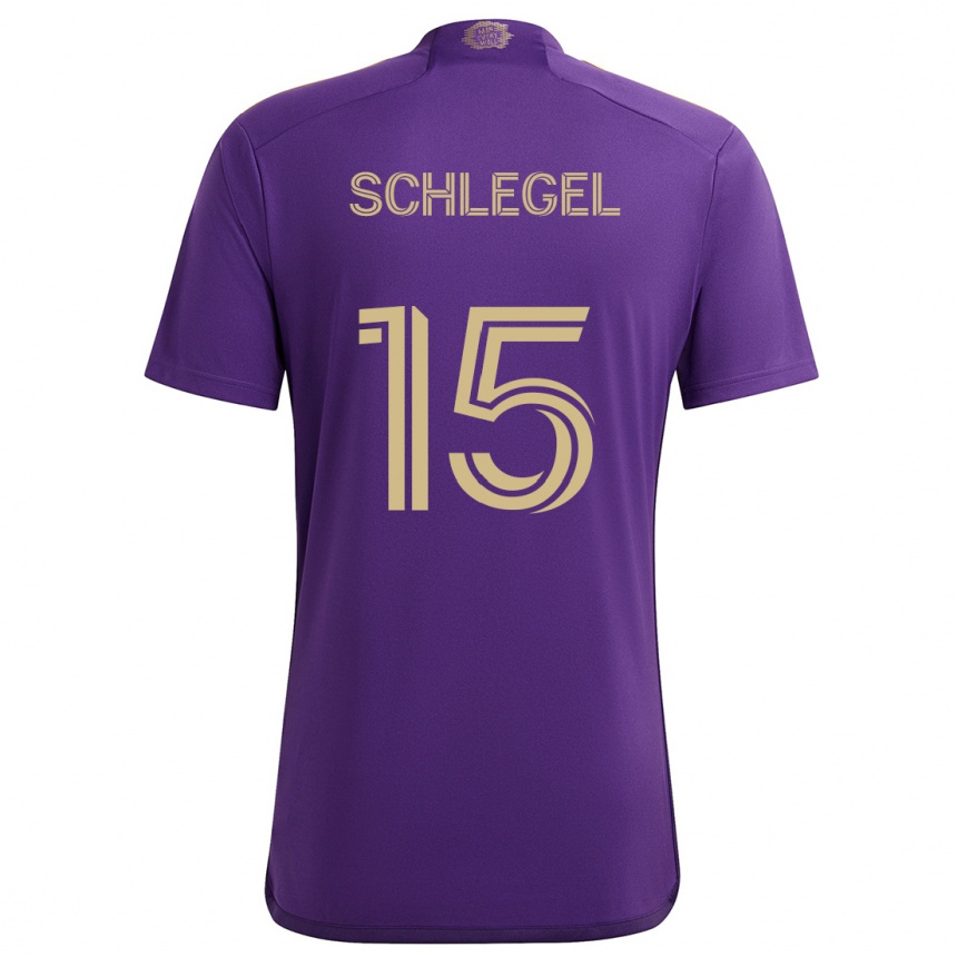 Kids Football Rodrigo Schlegel #15 Purple Yellow Home Jersey 2024/25 T-Shirt Australia