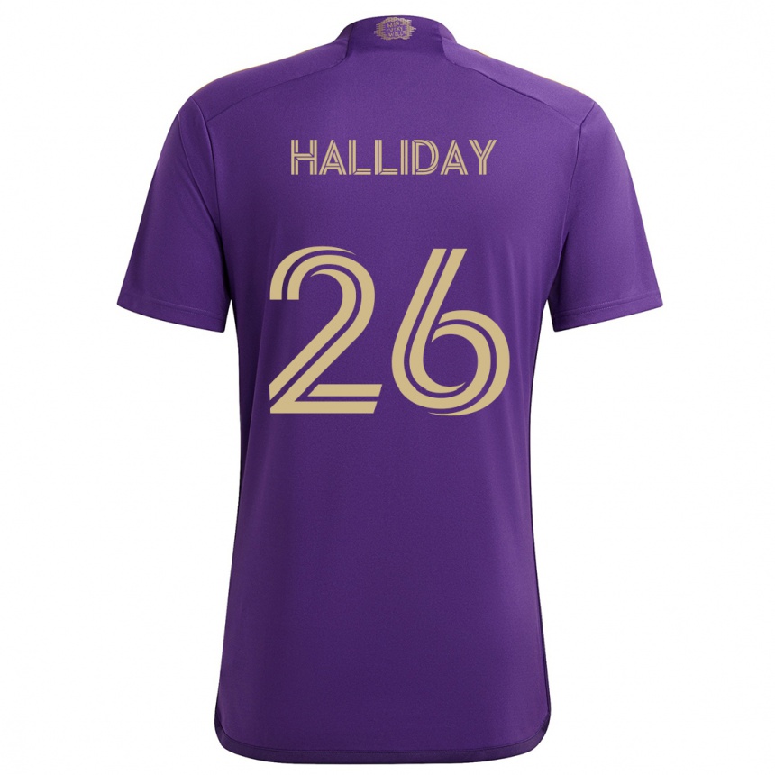 Kids Football Michael Halliday #26 Purple Yellow Home Jersey 2024/25 T-Shirt Australia