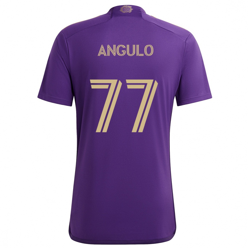 Kids Football Iván Angulo #77 Purple Yellow Home Jersey 2024/25 T-Shirt Australia