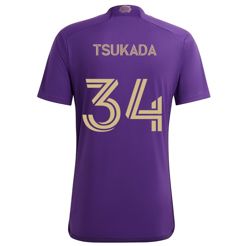 Kids Football Yutaro Tsukada #34 Purple Yellow Home Jersey 2024/25 T-Shirt Australia