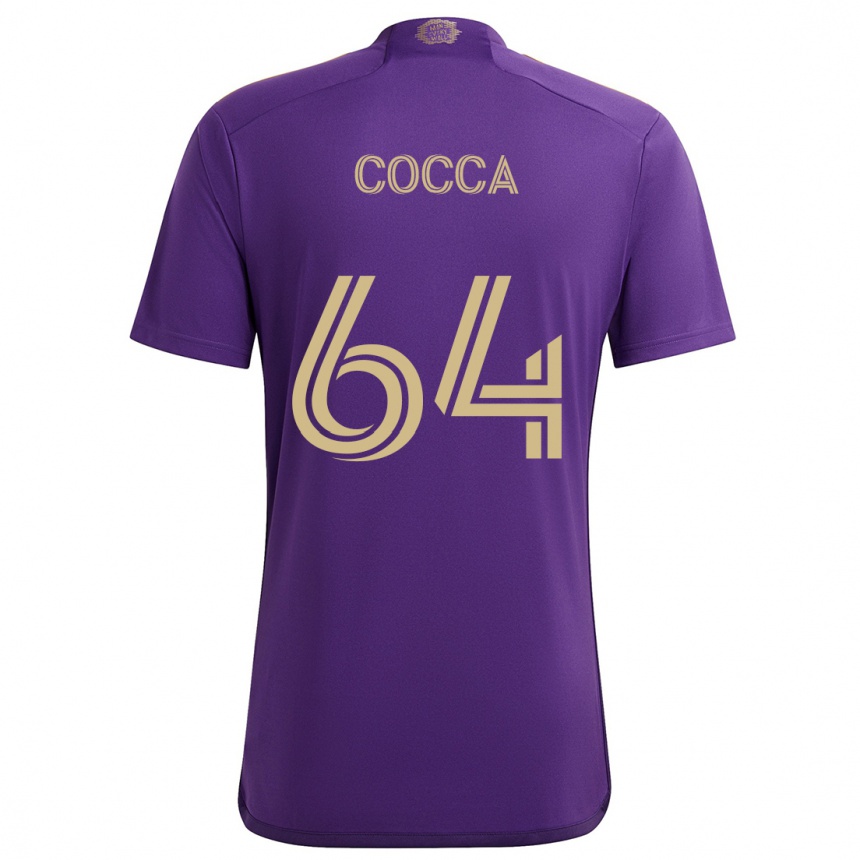 Kids Football Manuel Cocca #64 Purple Yellow Home Jersey 2024/25 T-Shirt Australia