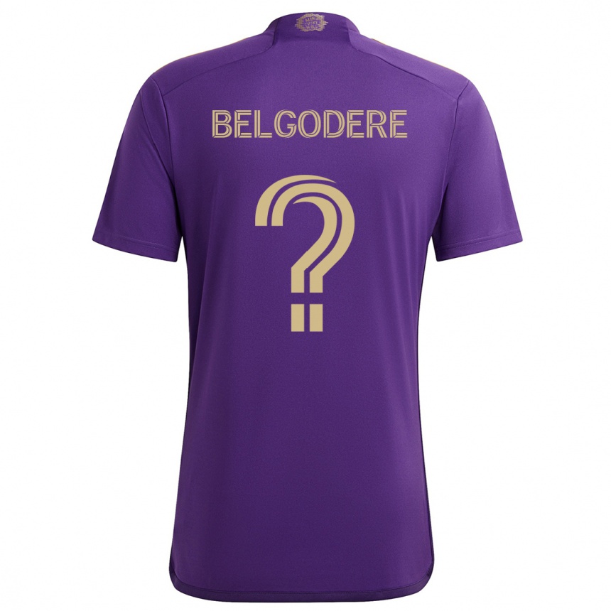 Kids Football Matthew Belgodere #0 Purple Yellow Home Jersey 2024/25 T-Shirt Australia