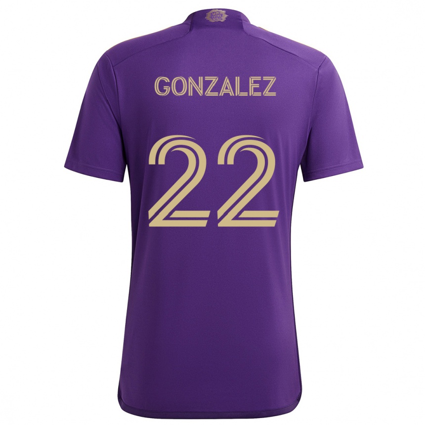 Kids Football Gastón González #22 Purple Yellow Home Jersey 2024/25 T-Shirt Australia