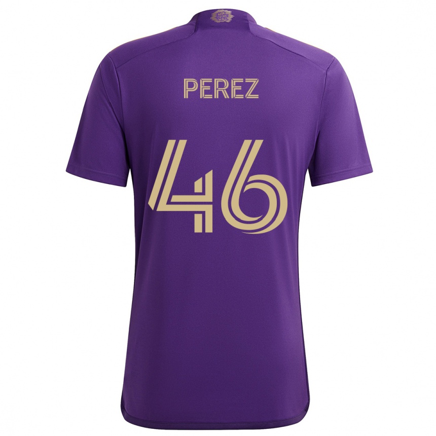 Kids Football Franco Pérez #46 Purple Yellow Home Jersey 2024/25 T-Shirt Australia