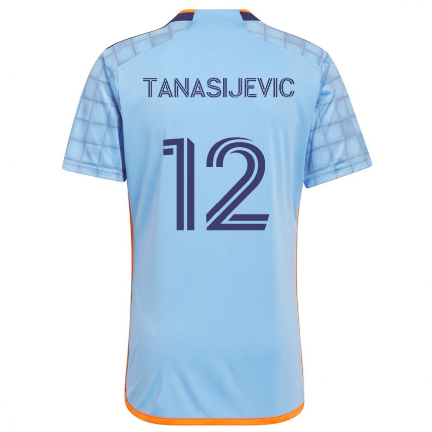 Kids Football Strahinja Tanasijevic #12 Blue Orange Home Jersey 2024/25 T-Shirt Australia