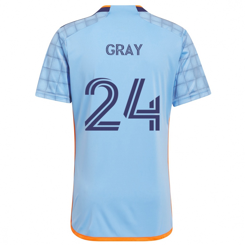 Kids Football Tayvon Gray #24 Blue Orange Home Jersey 2024/25 T-Shirt Australia