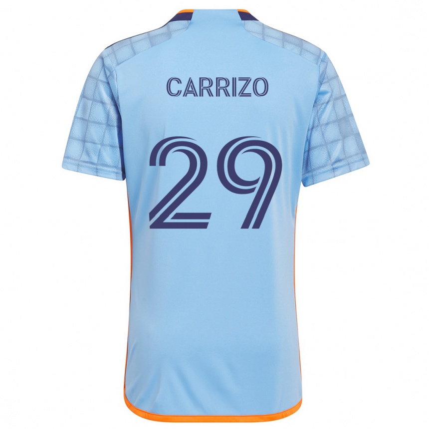 Kids Football Máximo Carrizo #29 Blue Orange Home Jersey 2024/25 T-Shirt Australia